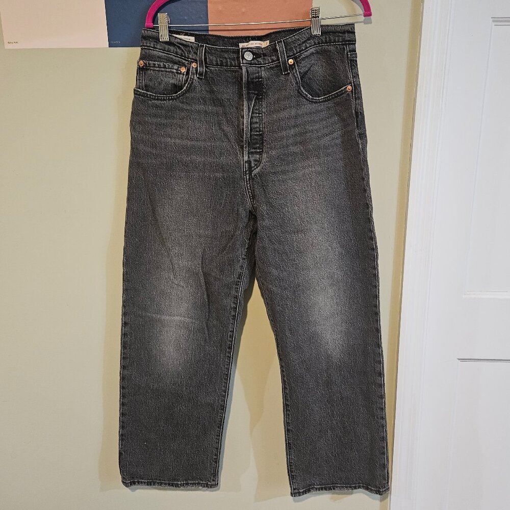 Levi's ribcage straight ankle jeans, black, size 31